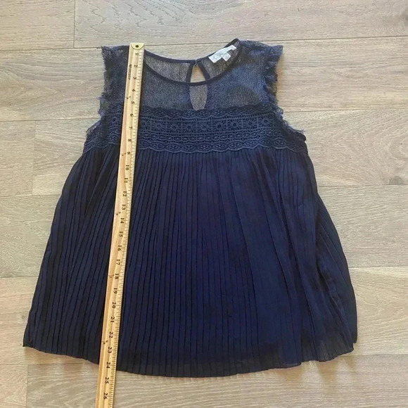 Nanette lepore pleated tank top navy blue small - Picture 3 of 5